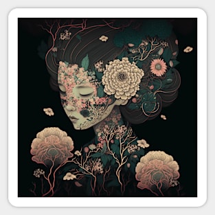 Surreal Flower Lady Sticker